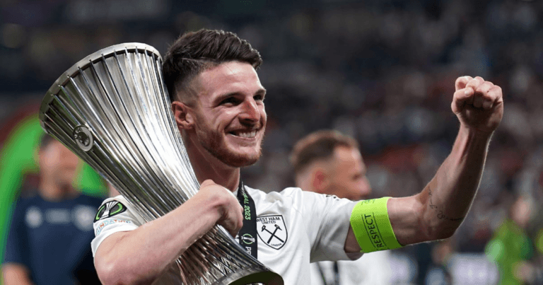 Arsenal target Declan Rice hints he may STAY at West Ham following Conference League win