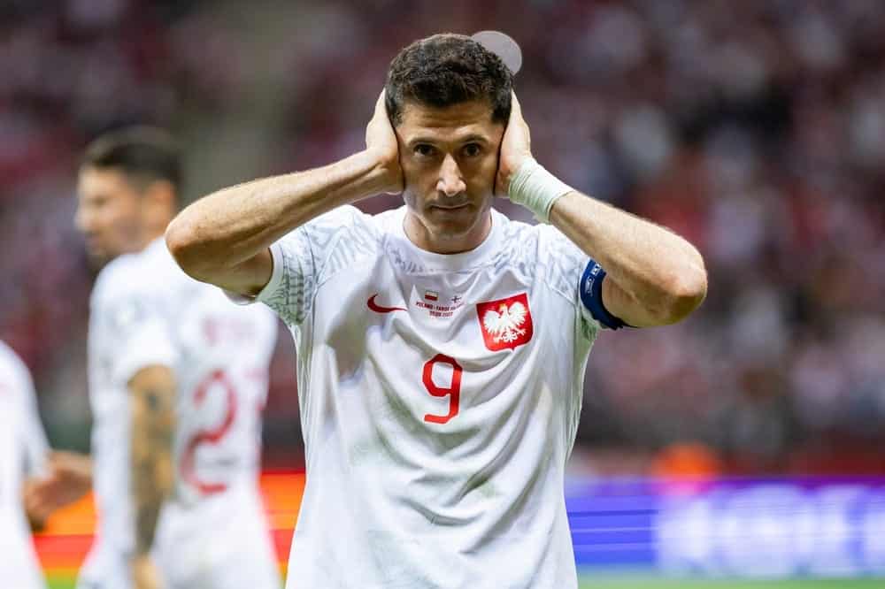 Footballer Robert Lewandowski playing for the Poland national football team