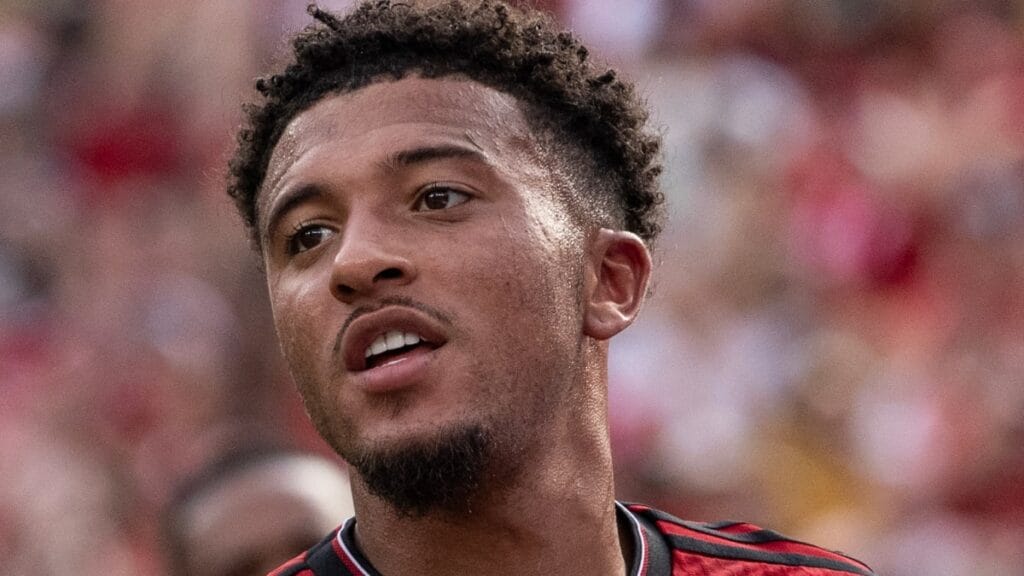 Jadon Sancho playing football for Manchester United