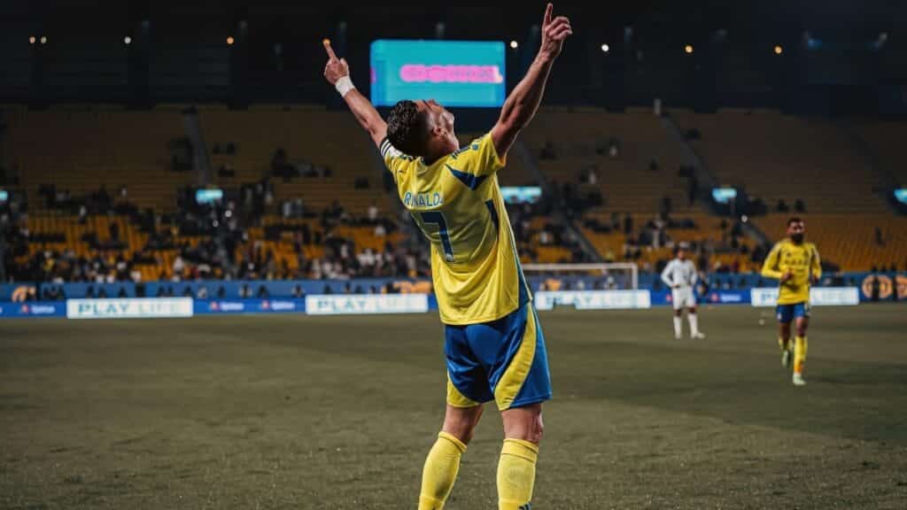 Cristiano Ronaldo playing football for Saudi Pro League club Al Nassr