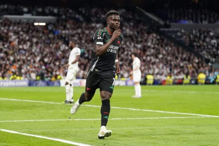 Real Madrid 1-2 Arsenal (1-5): Gunners progress as Saka atones for penalty miss and Martinelli seals victory