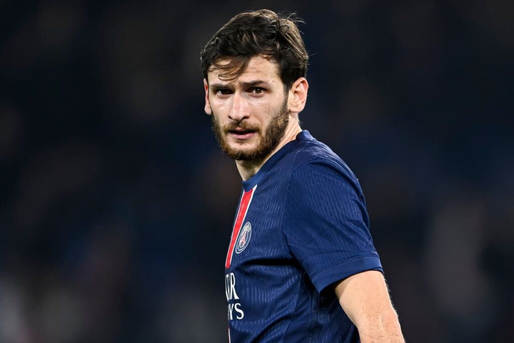 Paris Saint-Germain footballer Kvicha Kvaratskhelia playing football for PSG
