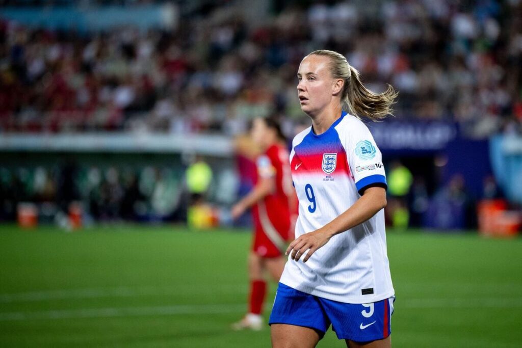 Beth Mead playing football for England Women at UEFA Women's EURO 2025