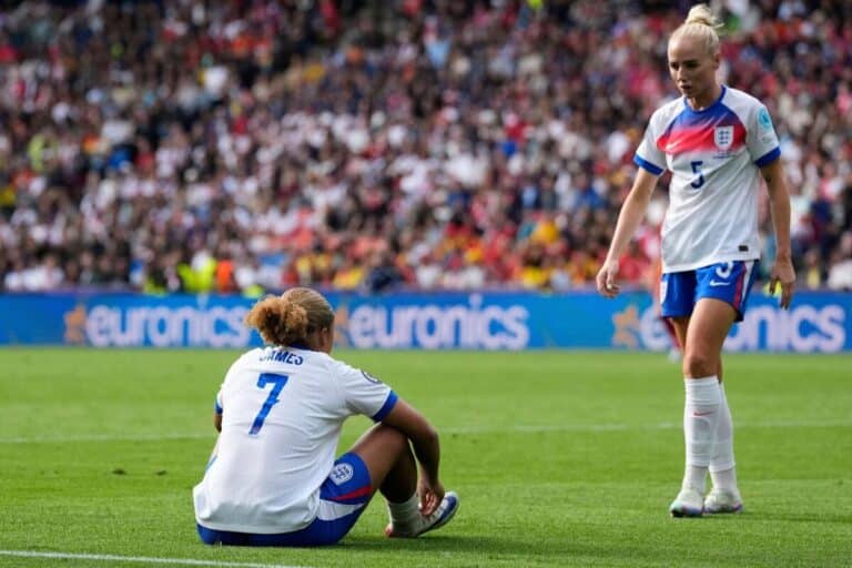 Women’s Euro 2025 final: England star Lauren James forced off as Caldentey gives Spain lead