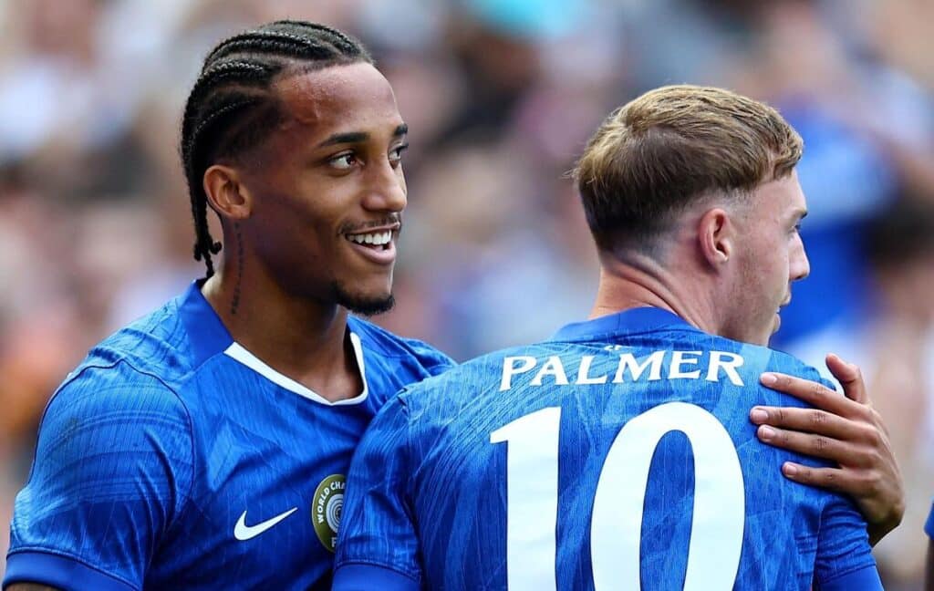 Cole Palmer and Joao Pedro of Chelsea