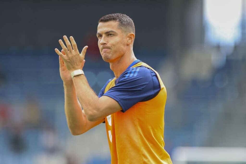 Footballer Cristiano Ronaldo playing football for Al Nassr