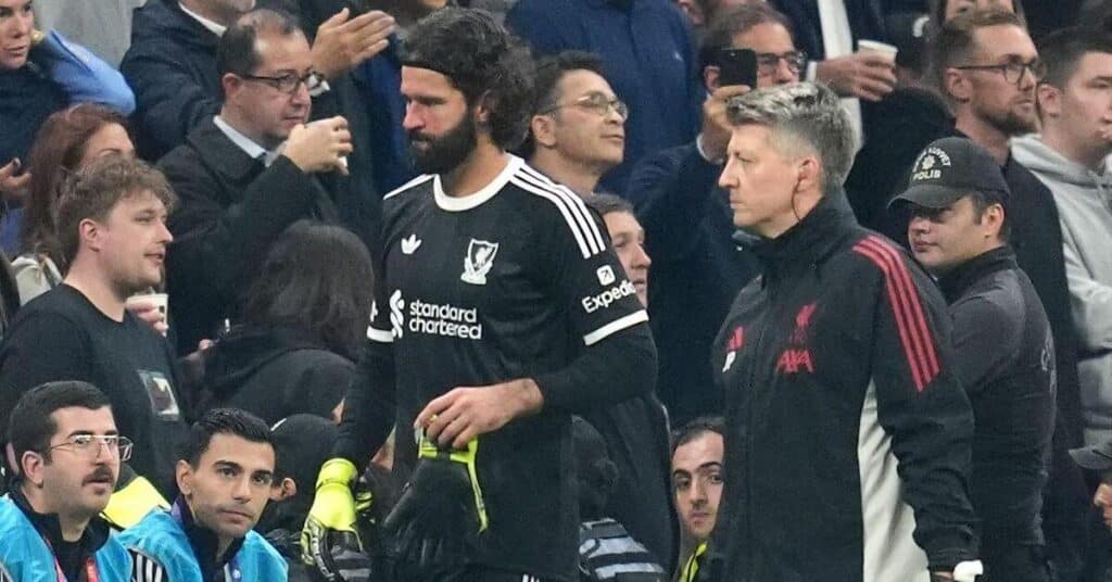 Injured Liverpool goalkeeper Alisson