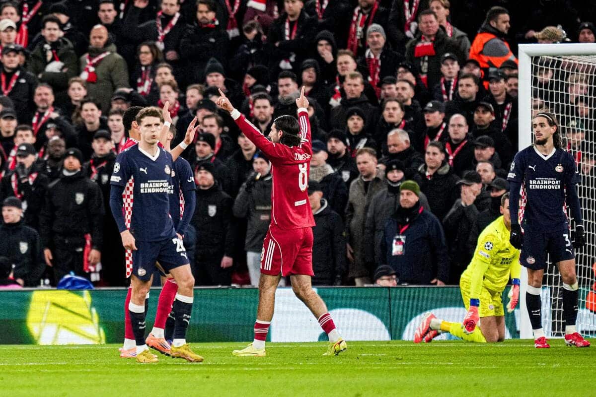 Liverpool v PSV: Perisic penalty gives visitors advantage before Szoboszlai levels