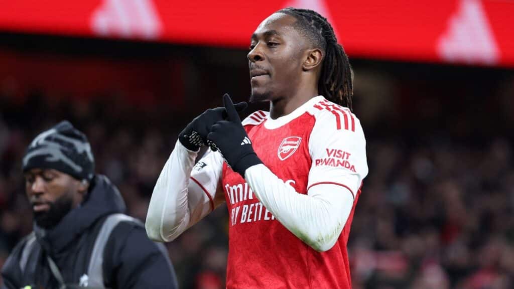 Footballer Eberechi Eze playing for Arsenal Football Club