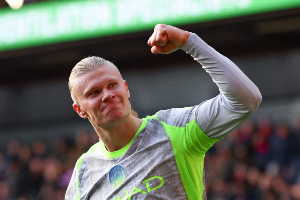 Footballer Erling Haaland playing for Manchester City Football Club