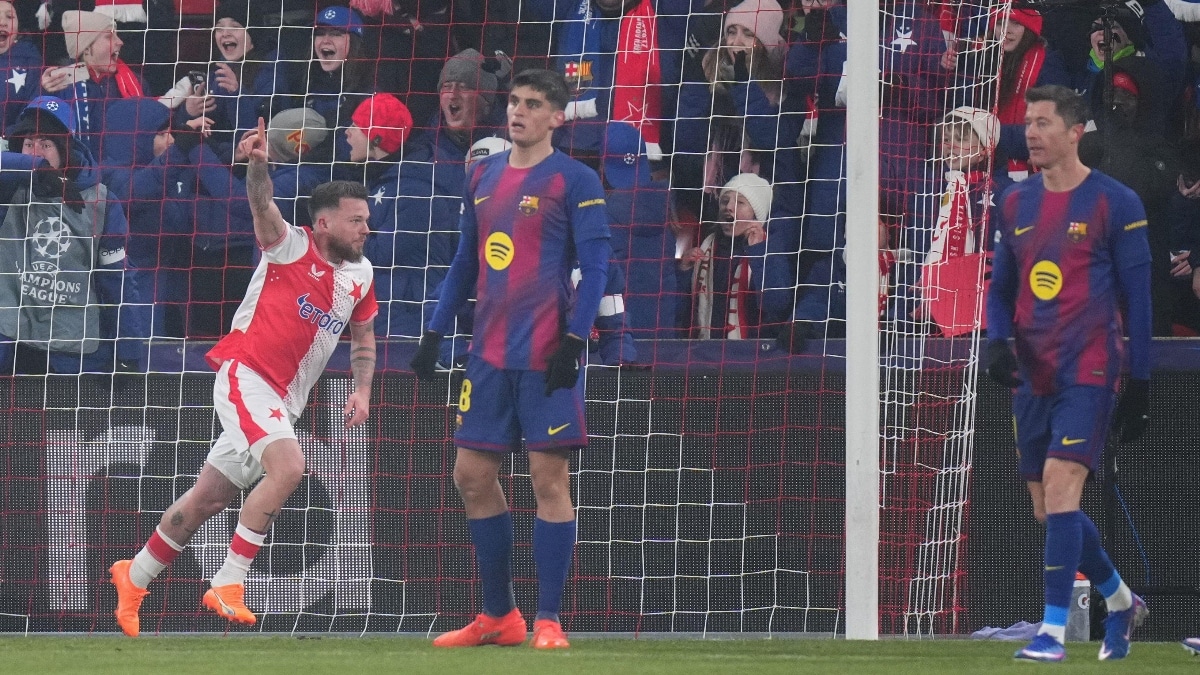 WATCH: Slavia Prague take shock lead against Barcelona in Champions League as qualification hopes hang in balance