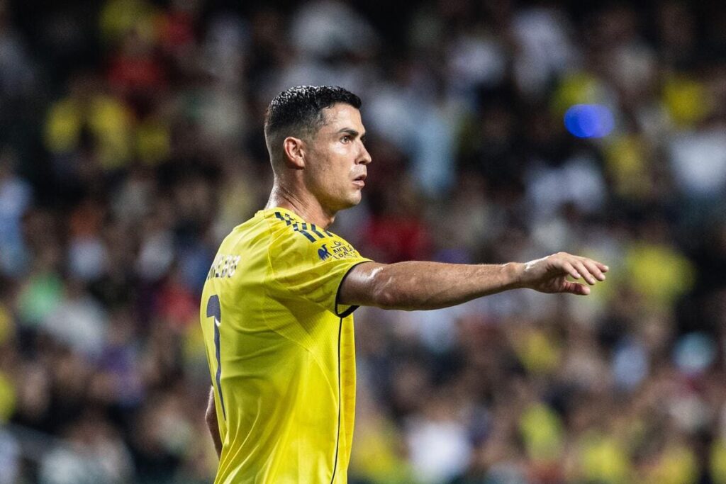 Cristiano Ronaldo playing for Al-Nassr against Al-Ahli