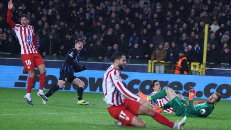 Champions League play-offs: Club Brugge and Atleti in six-goal thriller as Schick double fires Bayer Leverkusen to victory