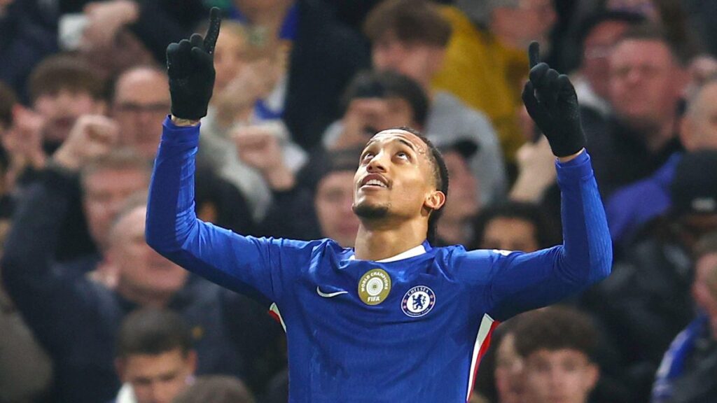 Chelsea player Joao Pedro celebrating a goal