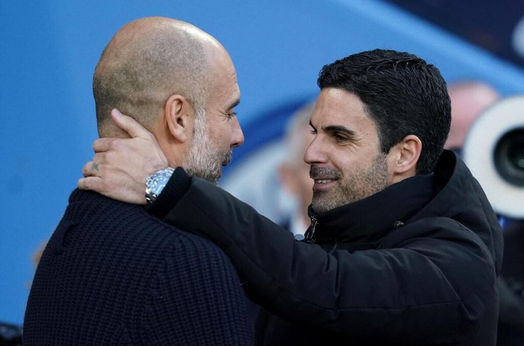 Arsenal boss Mikel Arteta and Manchester City manager Pep Guardiola