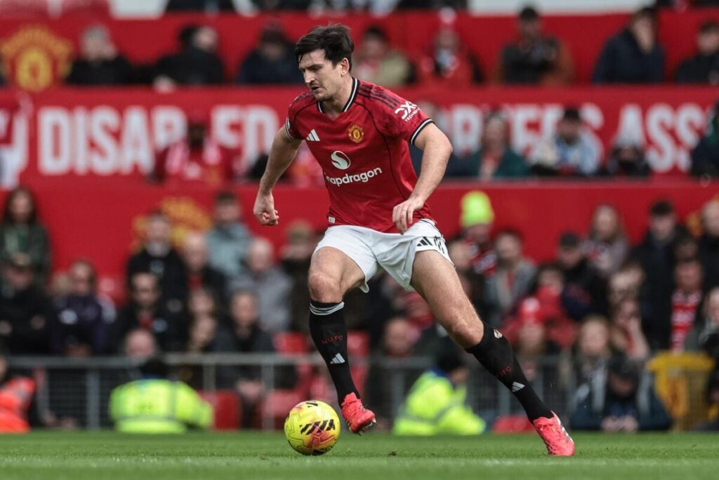 Manchester United defender Harry Maguire in action against Crystal Palace at Old Trafford