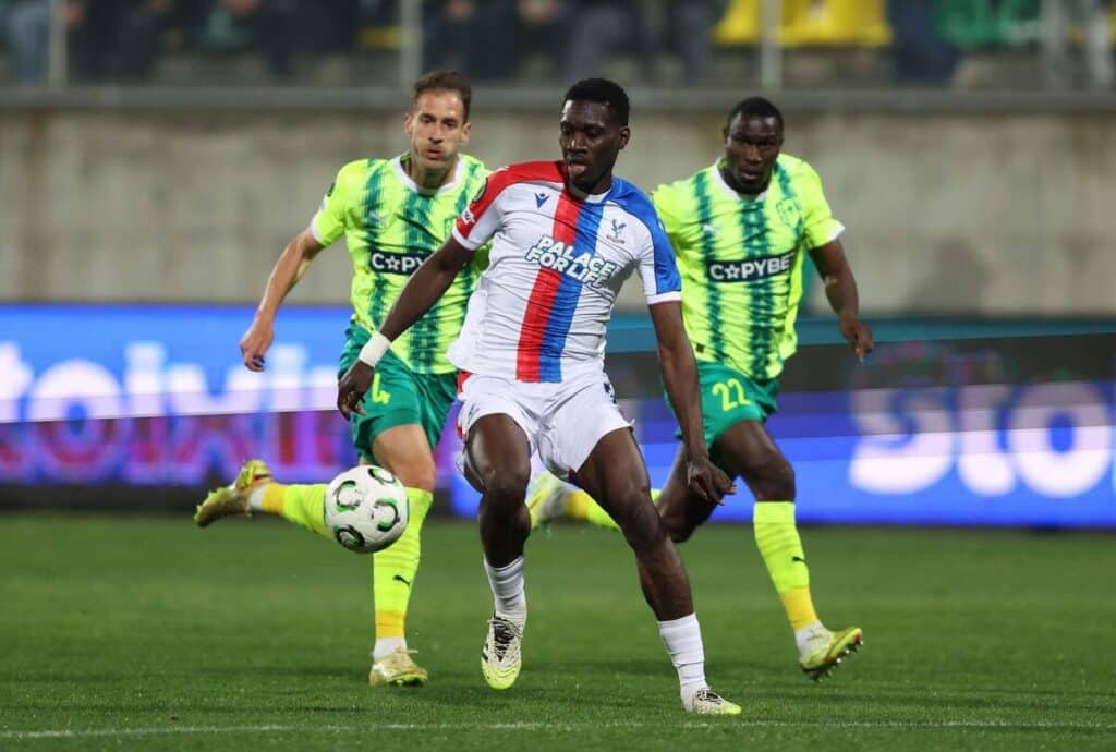 Ismaila Sarr in action for Crystal Palace against AEK Larnaca in the Conference League