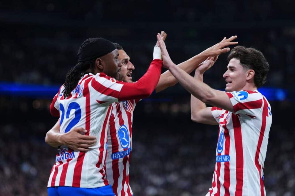 Ademola Lookman celebrates for Atletico Madrid against Real Madrid
