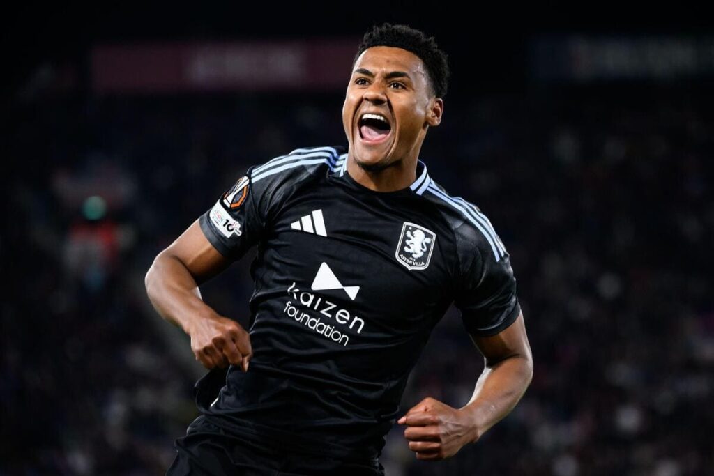 Ollie Watkins celebrates scoring for Aston Villa