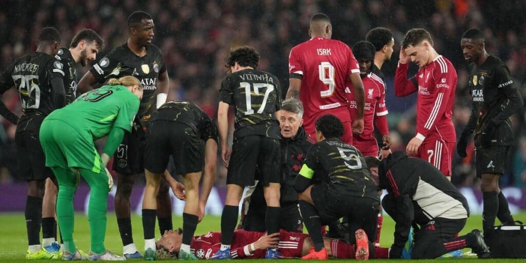 Hugo Ekitike was injured for Liverpool against PSG
