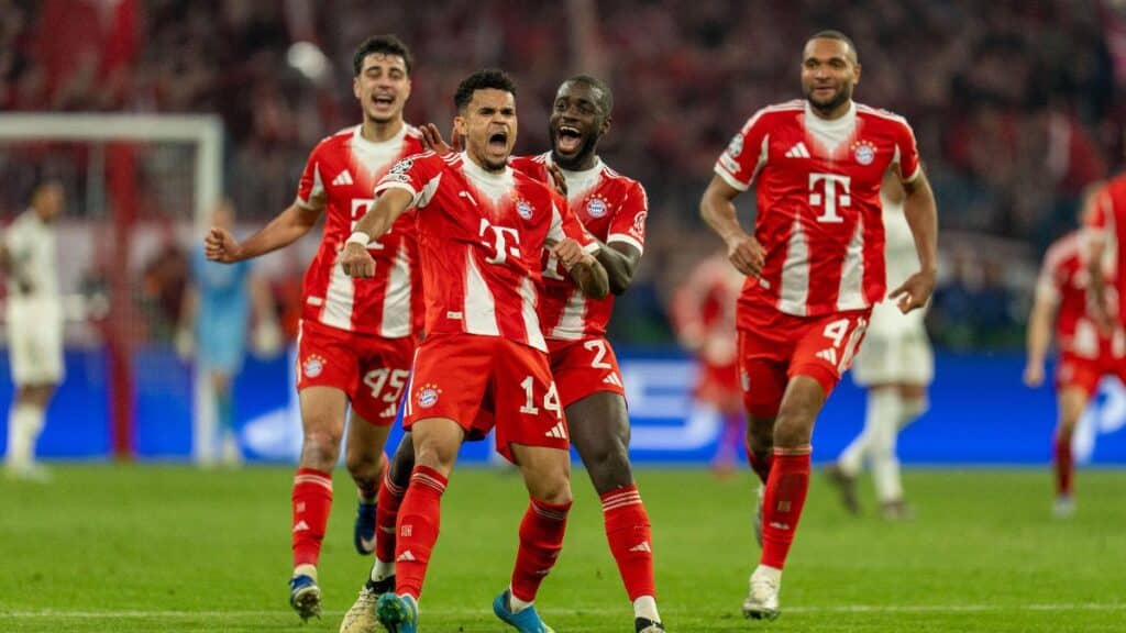 Luis Diaz celebrates his goal against Real Madrid